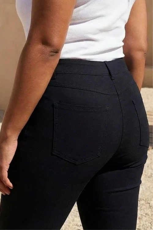 Roman Black Curve Elastic Waist Cropped Denim Jeggings - 20 Image 4