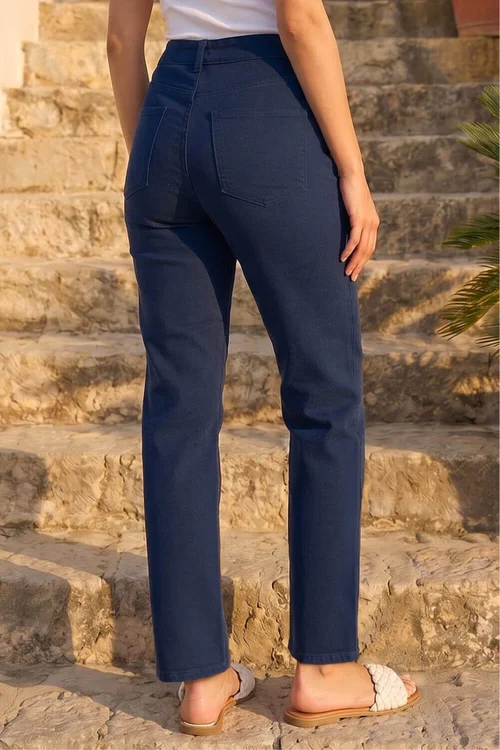 Roman Navy Petite Stretch Straight Leg Jeans - 12 Image 3