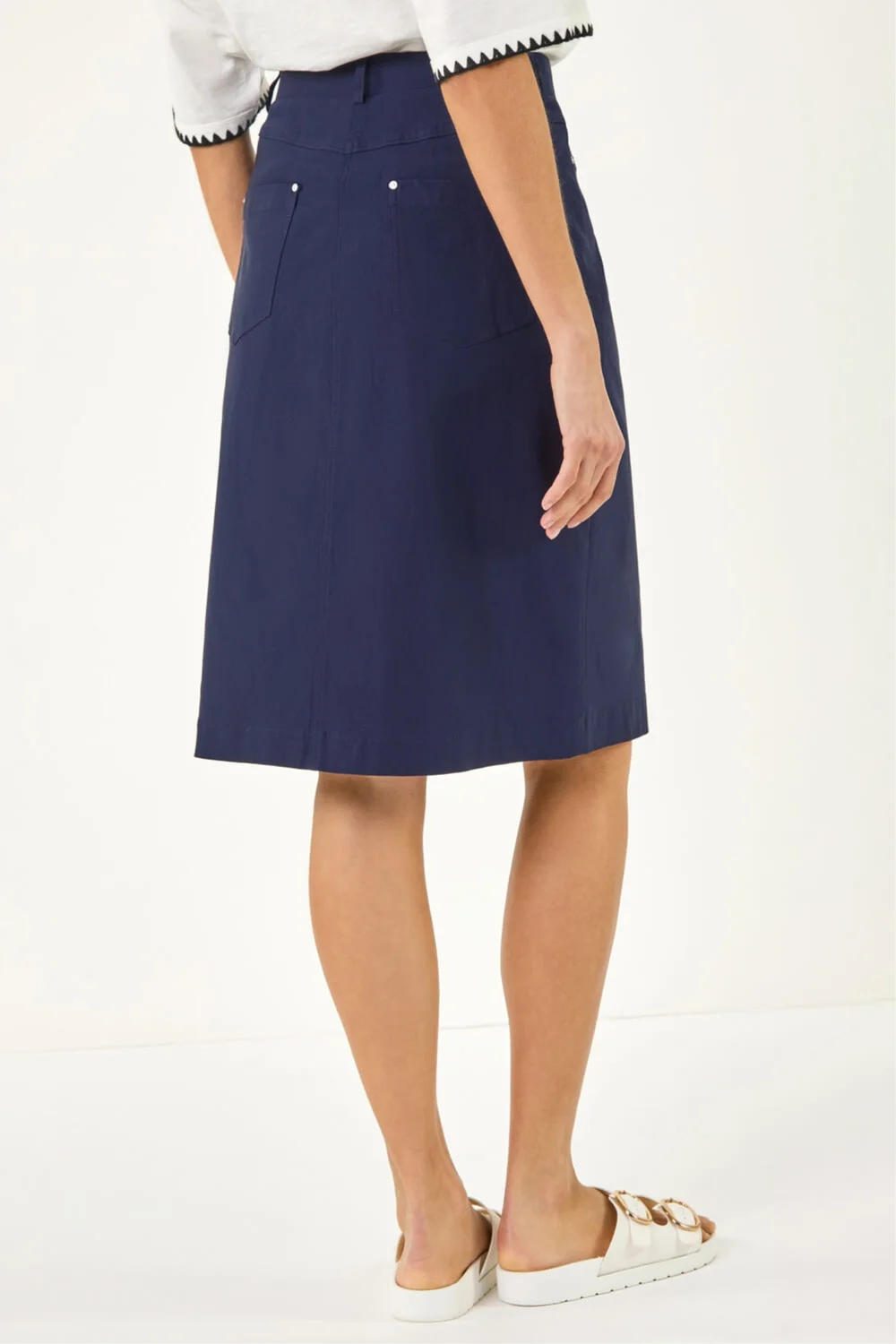 Roman Navy A-Line Bengaline Stretch Skirt - 14 Image 3