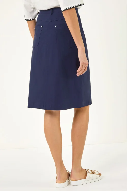 Roman Navy A-Line Bengaline Stretch Skirt - 14 Image 3