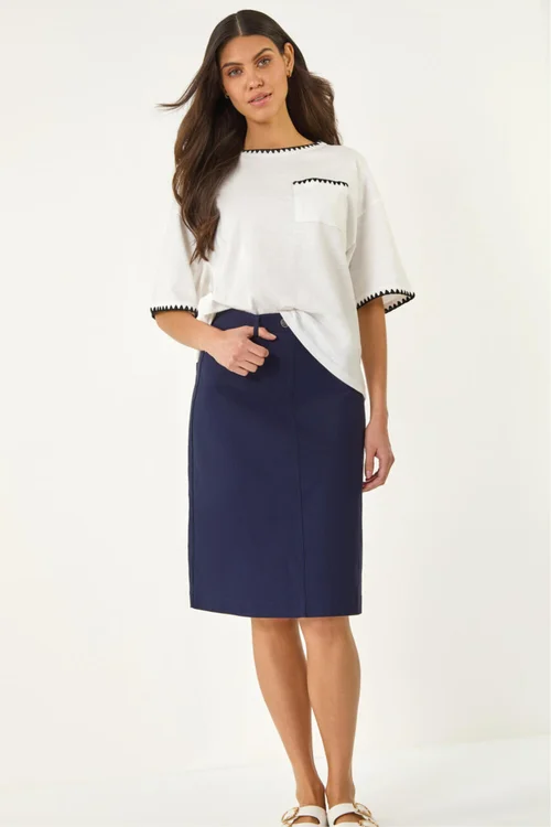 Roman Navy A-Line Bengaline Stretch Skirt - 14 Image 2