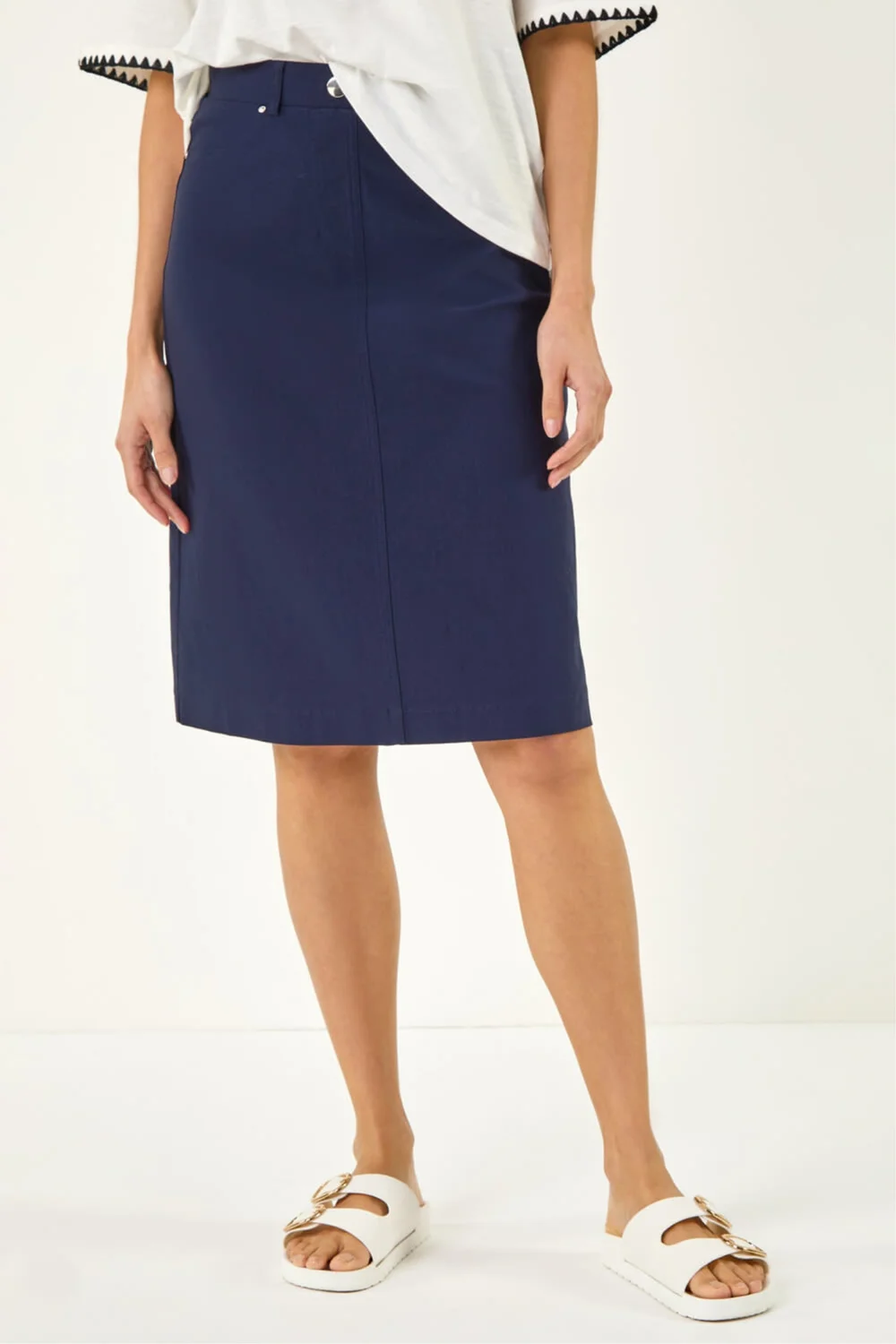 Roman Navy A-Line Bengaline Stretch Skirt - 14 Image 1