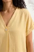 Roman Yellow Pleat Front V-Neck Top - 10 Image 4