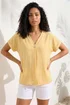 Roman Yellow Pleat Front V-Neck Top - 10 Image 1