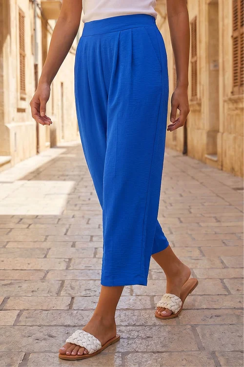 Roman Royal Blue Air Flow Pleat Cropped Trouser - 12 Image 2