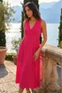 Roman Fuchsia Lace Trim V-Neck Midi Dress - 12 Image 1
