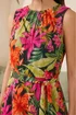Roman Black Leaf Print Chiffon Pleat Neck Midi Dress - 12 Image 4