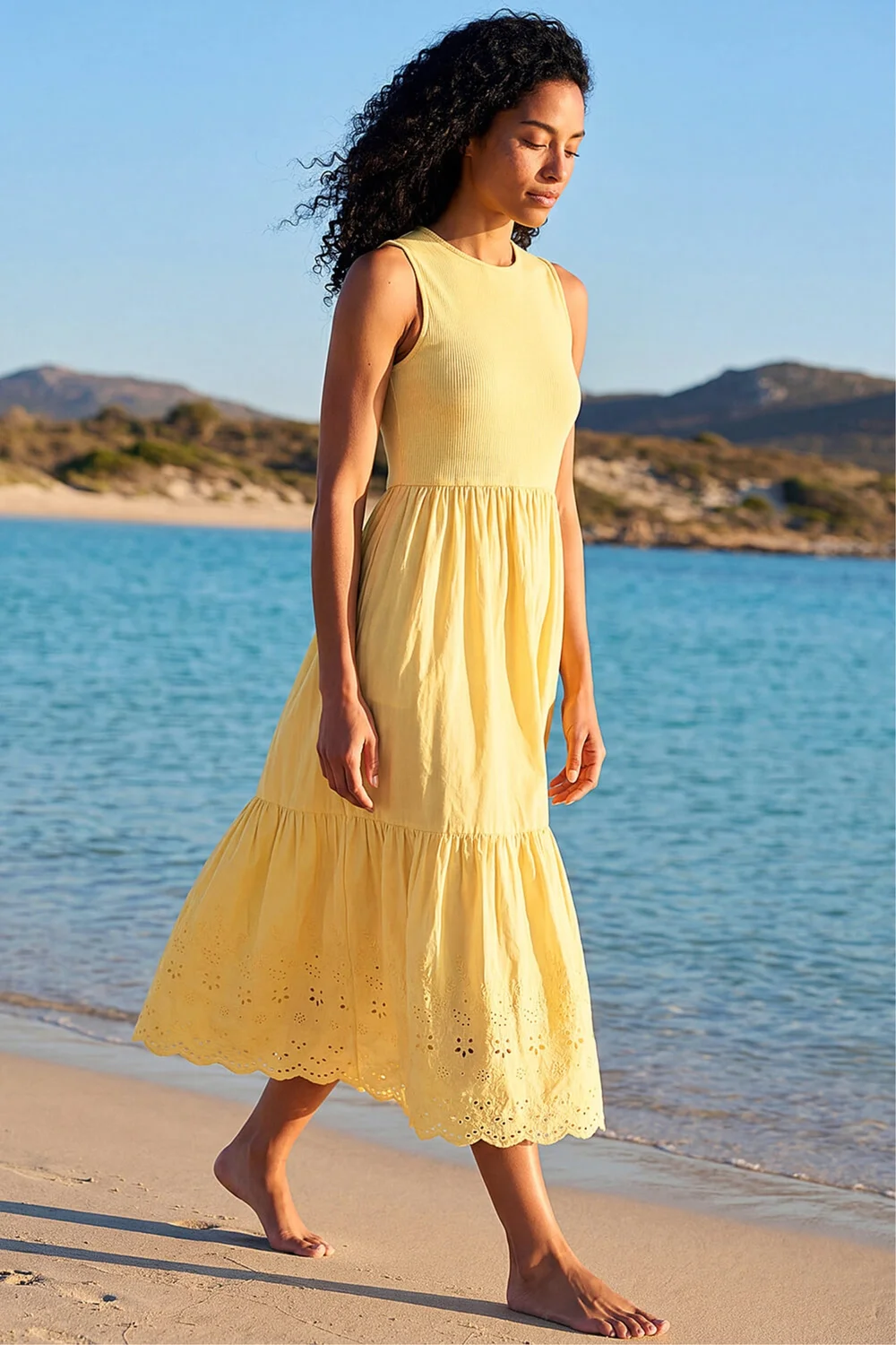 Roman Yellow Cotton Broderie Midi Dress - 20 Image 2