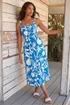 Roman Blue Shirred Waist Strappy Midi Dress - 16 Image 1