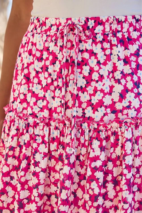 Roman Pink Petite Ditsy Floral Frill Skirt - 16 Image 4