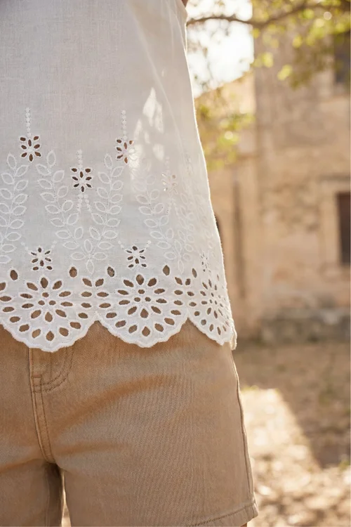 Roman Ivory Cotton Broderie Hem Top - 12 Image 4