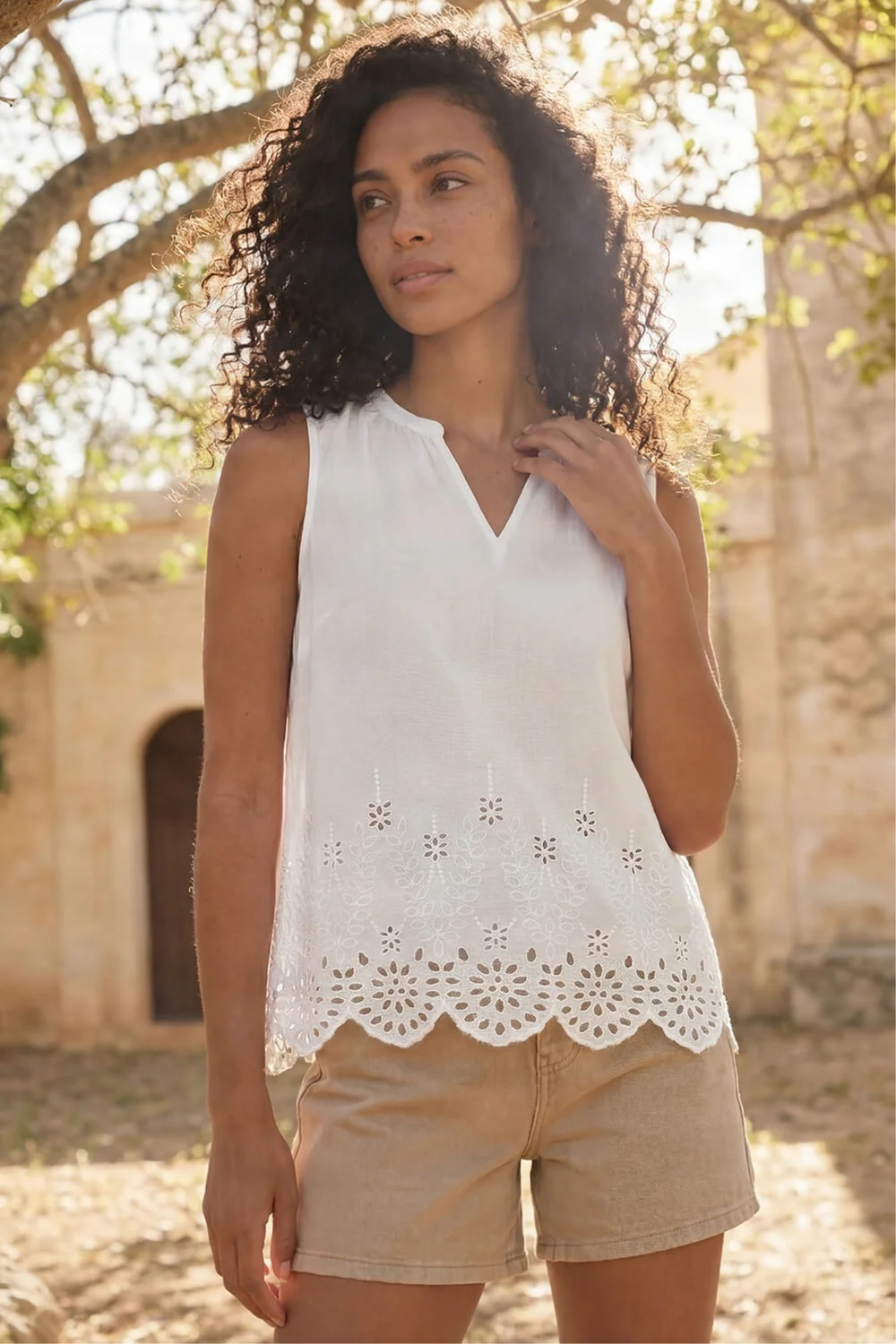 Roman Ivory Cotton Broderie Hem Top - 12 Image 3