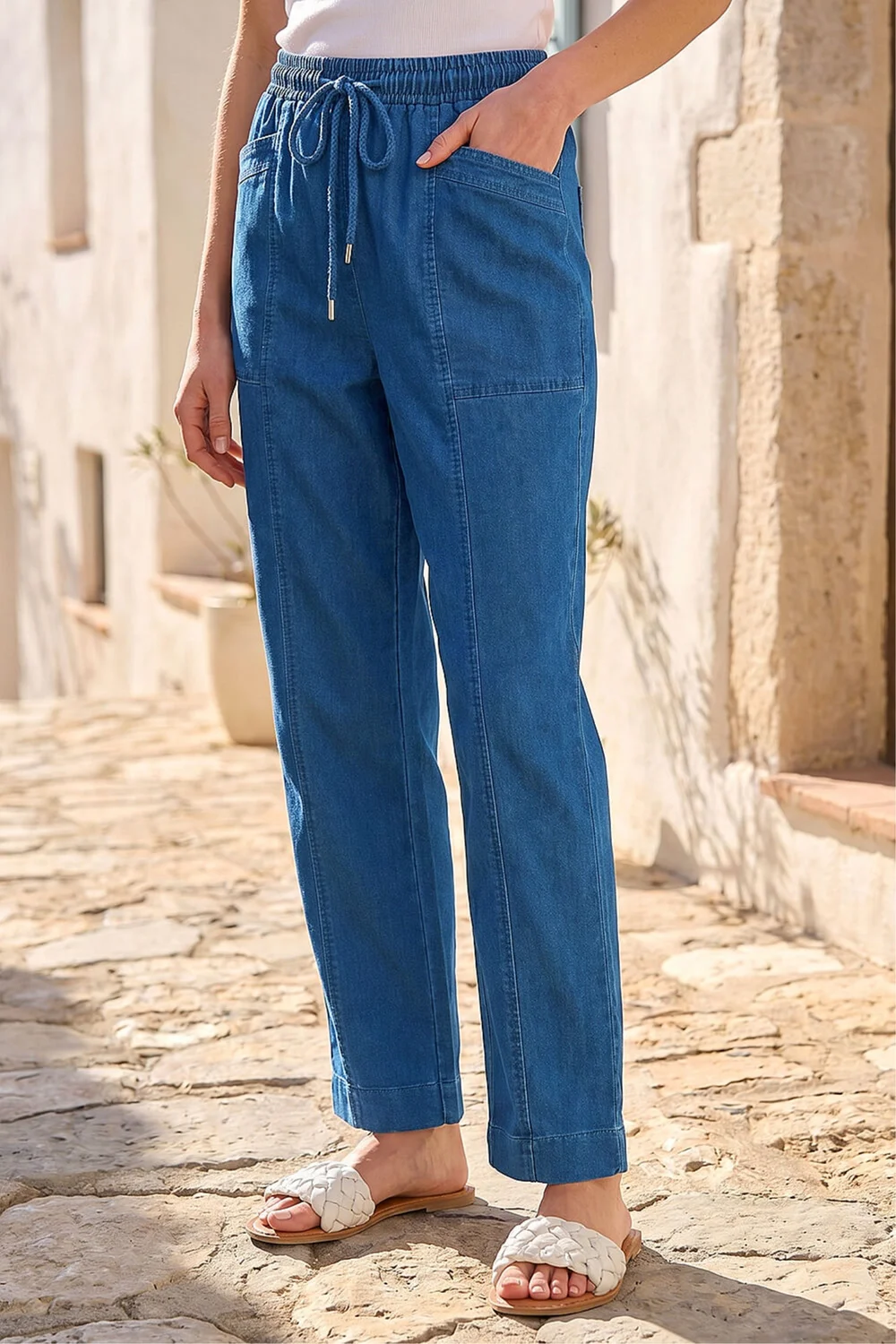 Roman Indigo Petite Seam Detail Stretch Jean - 14 Image 2