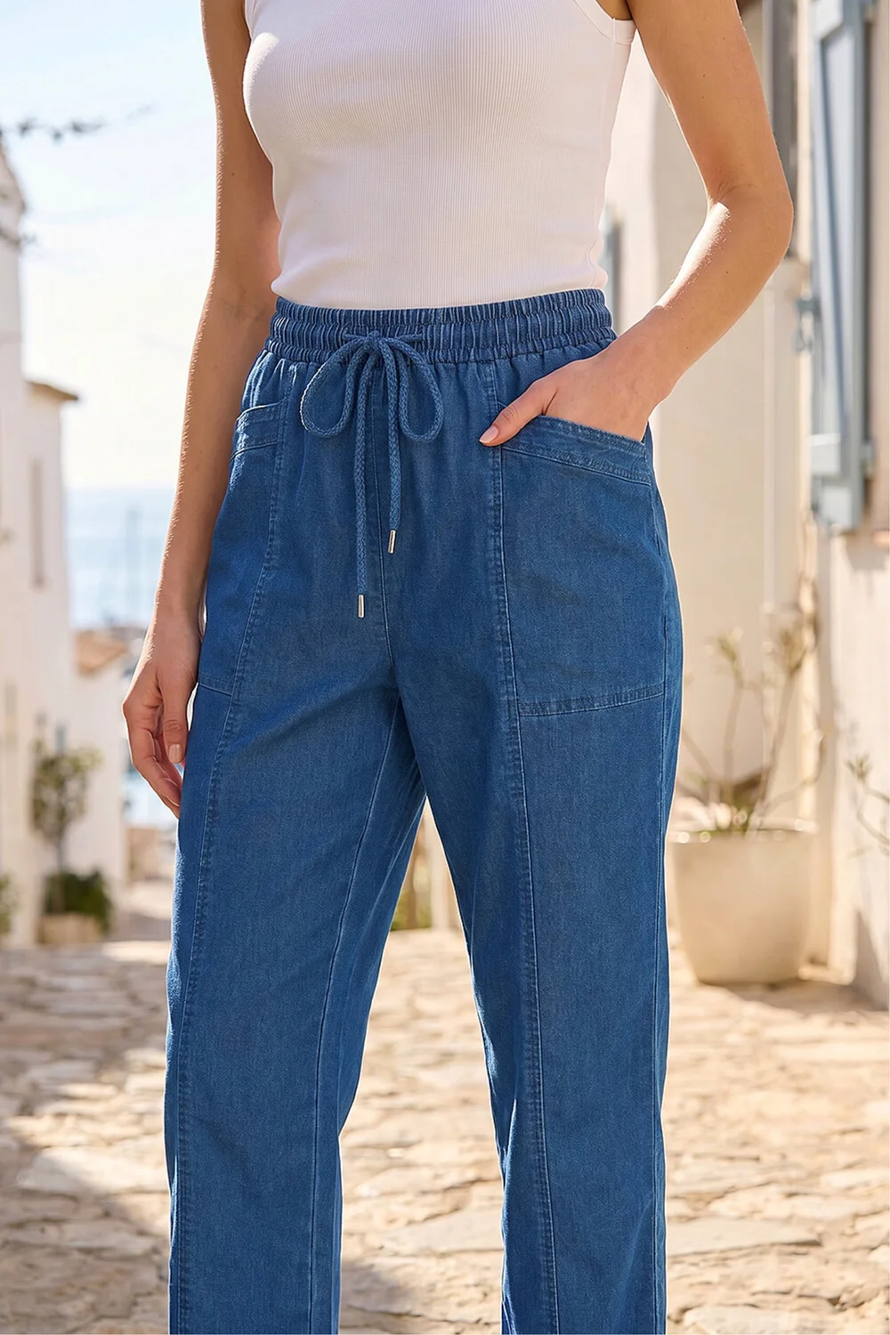 Roman Indigo Petite Seam Detail Stretch Jean - 14 Image 4