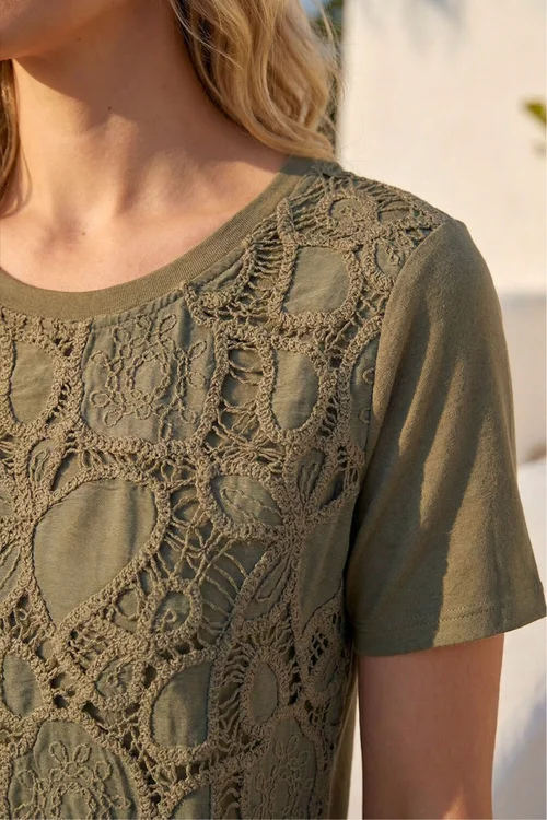 Roman Khaki Textured Paisley Top - 12 Image 4