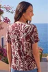 Roman Wine Floral Print Tie Front V-Neck Top - 18 Image 3