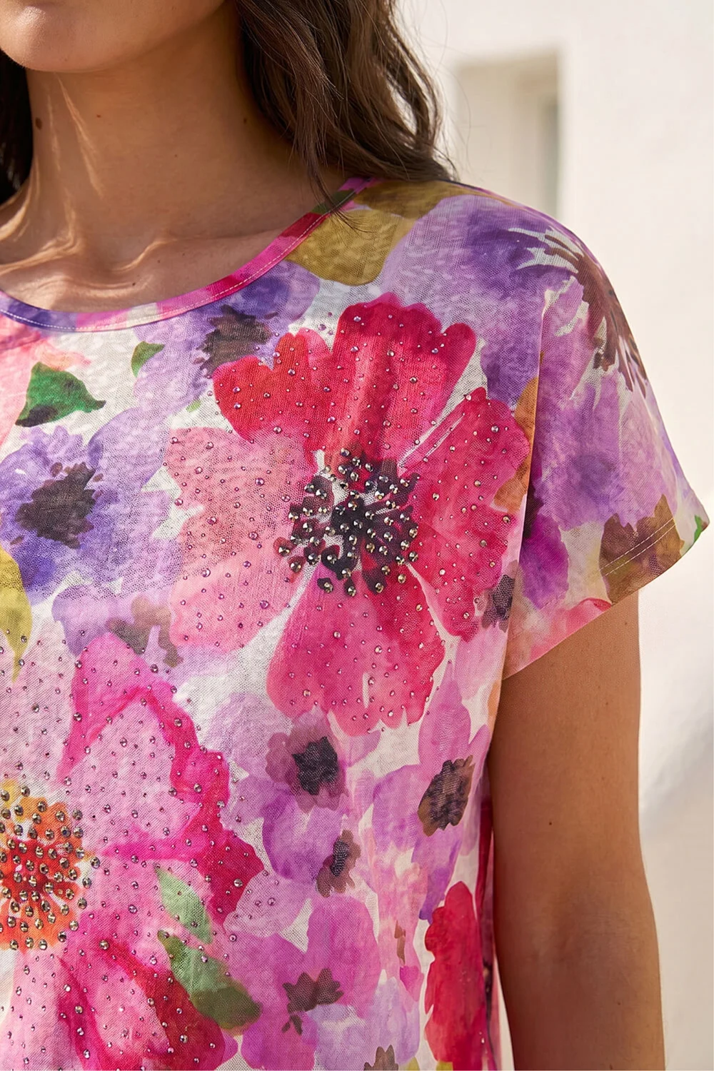 Roman Pink Floral Sparkle Top - 14 Image 4