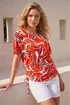 Roman Rust Printed Ruched Top - 12 Image 1