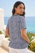 Roman Navy Ditsy Floral Trim Detail Top - 16 Image 3