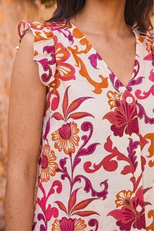 Roman Pink Floral Print Frill Sleeve Blouse - 12 Image 4