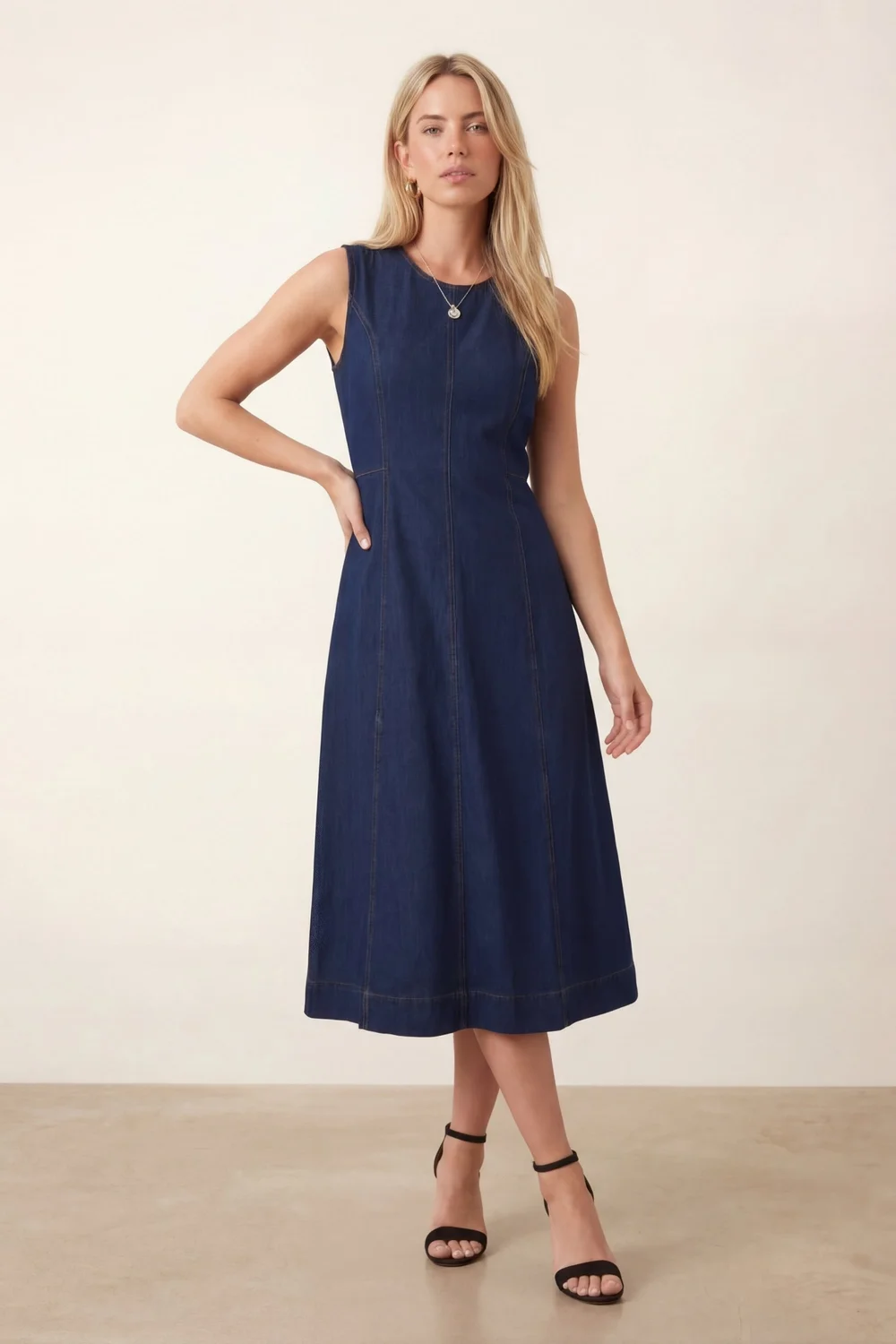 Style Cheat Blue Denim Midi Dress - 8 Image 1