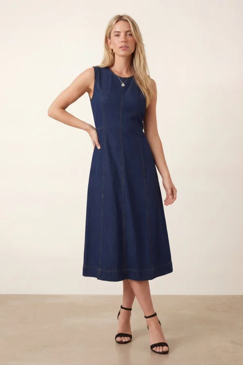 Style Cheat Blue Denim Midi Dress - 8 Image 1