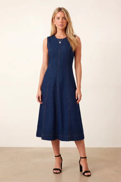 Style Cheat Blue Denim Midi Dress - 8 Image 3