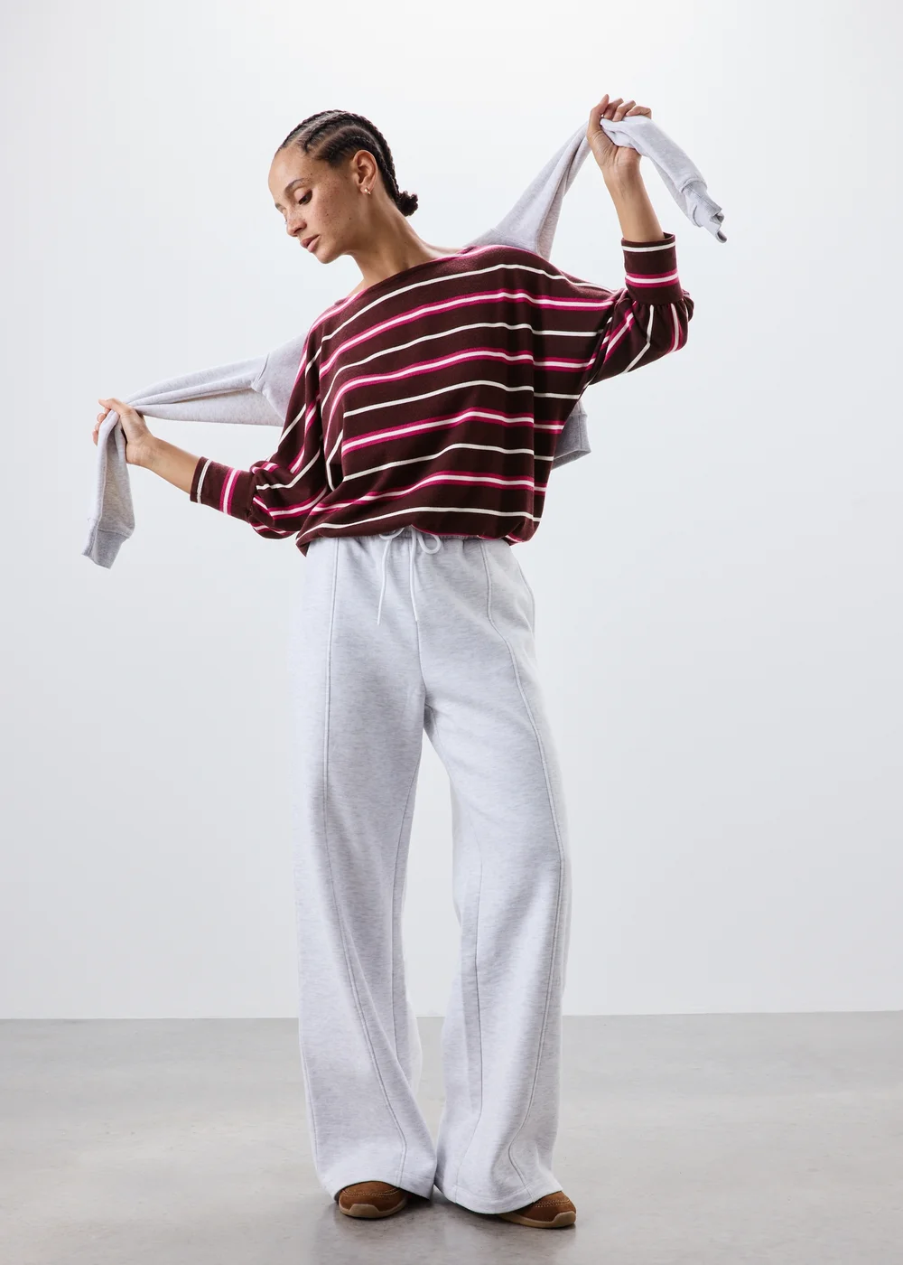 Burgundy Striped Soft Knitted Jumper - Extra small Image 1