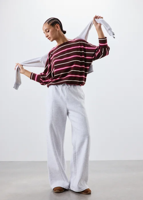 Burgundy Striped Soft Knitted Jumper - Extra small Image 1