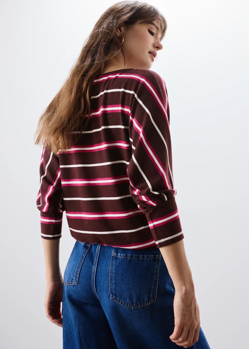 Burgundy Striped Soft Knitted Jumper - Extra small Image 3