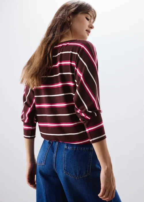 Burgundy Striped Soft Knitted Jumper - Extra small Image 3