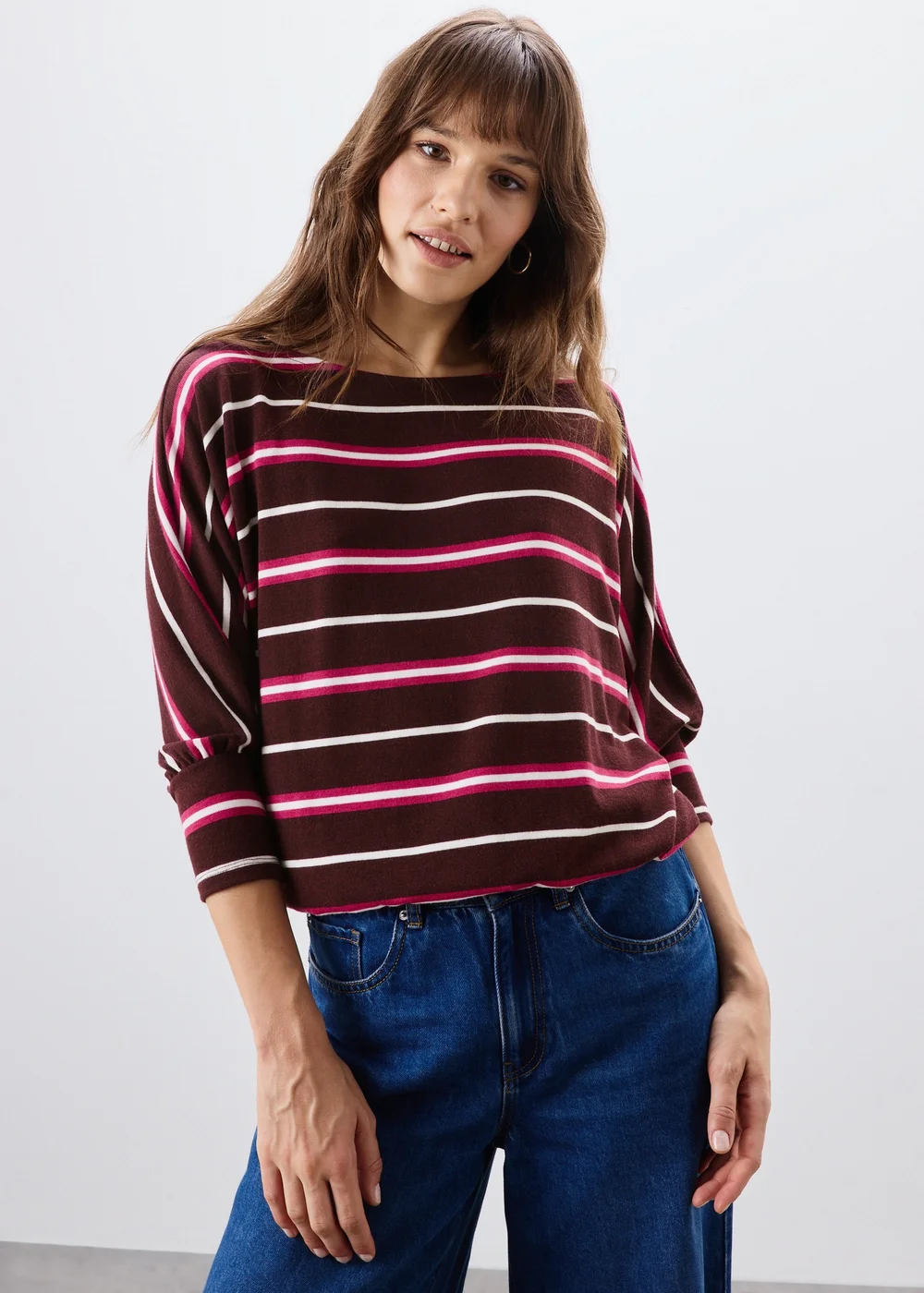 Burgundy Striped Soft Knitted Jumper - Extra small Image 1