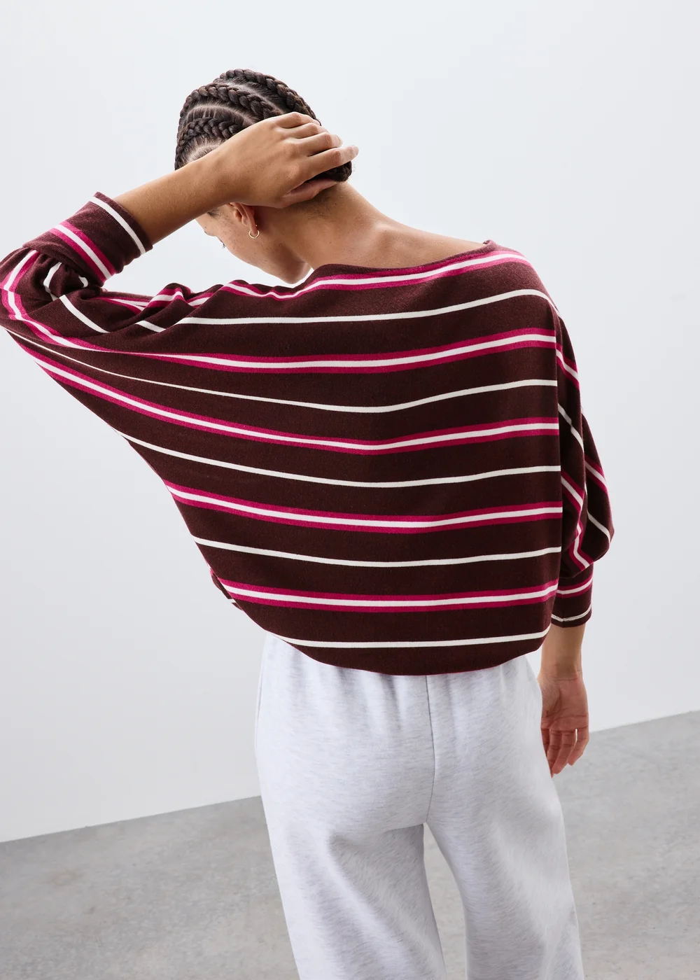 Burgundy Striped Soft Knitted Jumper - Extra small Image 2