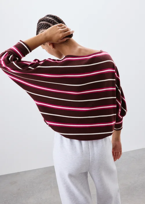 Burgundy Striped Soft Knitted Jumper - Extra small Image 2