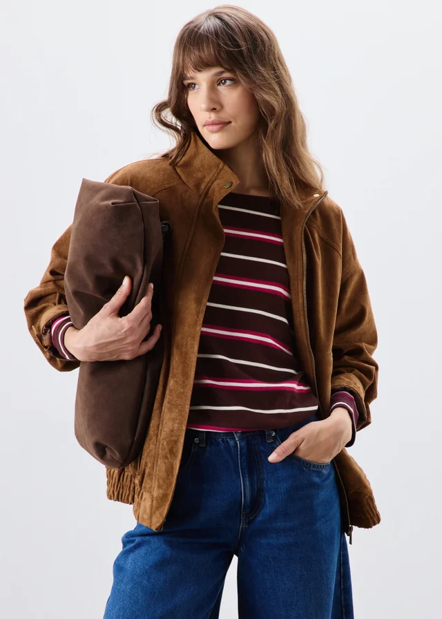 Burgundy Striped Soft Knitted Jumper