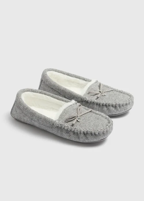Grey Metallic Moccasin Slippers - Size 3 Image 1