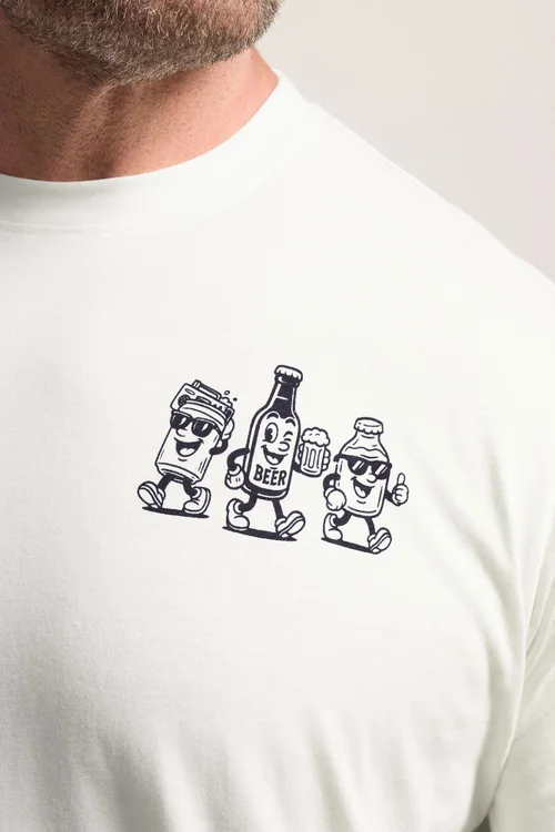 BadRhino White Extra Long 'Beer Happy' Tee - 5-6XL Image 4