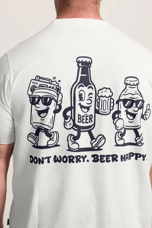 BadRhino White Extra Long 'Beer Happy' Tee - 5-6XL Image 5