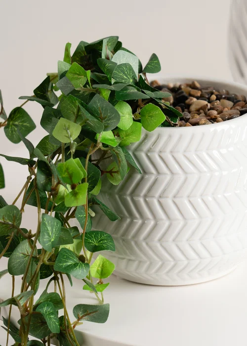 Scottish Everlastings String of Hearts in Ceramic Pot 60cm - One Size Image 2