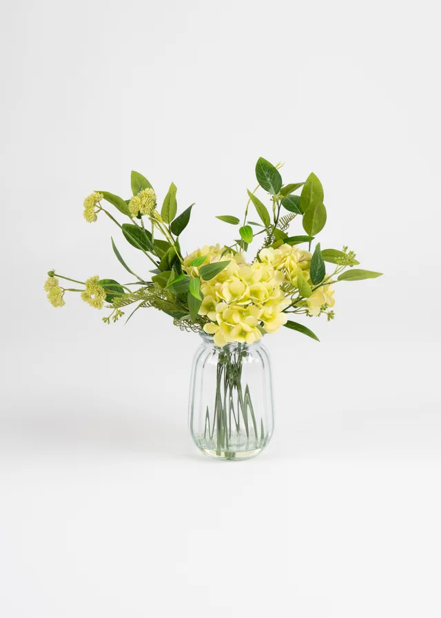 Scottish Everlastings Green Hydrangeas in Glass Vase 41cm