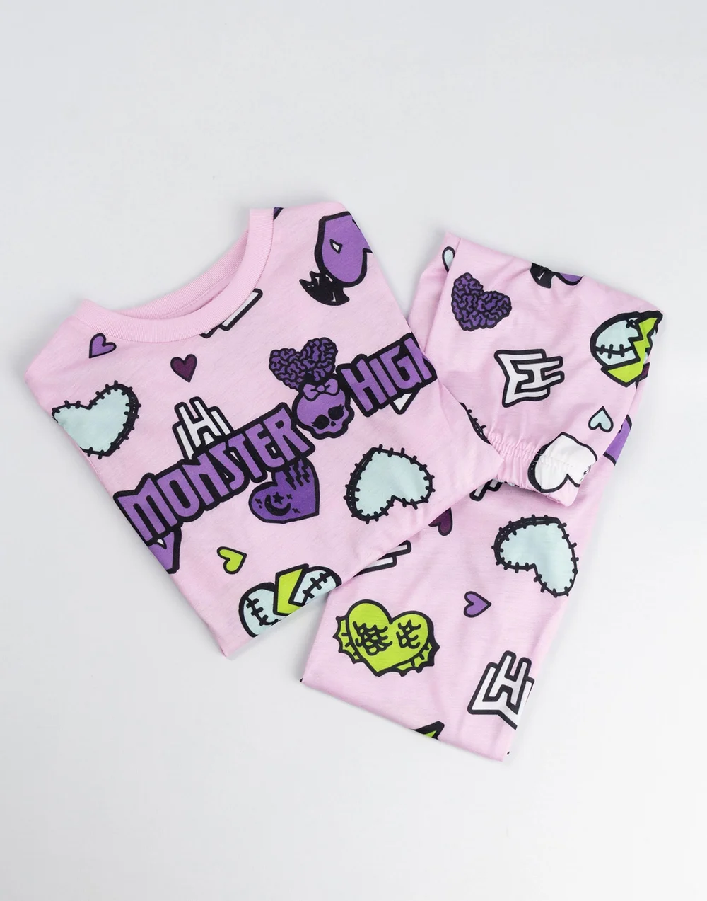 Vanilla Underground Monster High Girls Multicoloured Hearts Long Sleeve Long Leg Pyjama & Jumper 3 Piece Set (3-14 Years) - 13-14 Yrs Image 5