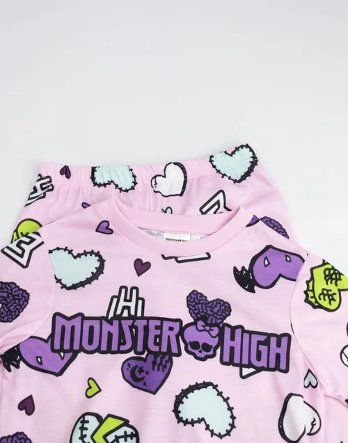 Vanilla Underground Monster High Girls Multicoloured Hearts Long Sleeve Long Leg Pyjama & Jumper 3 Piece Set (3-14 Years) - 13-14 Yrs Image 4
