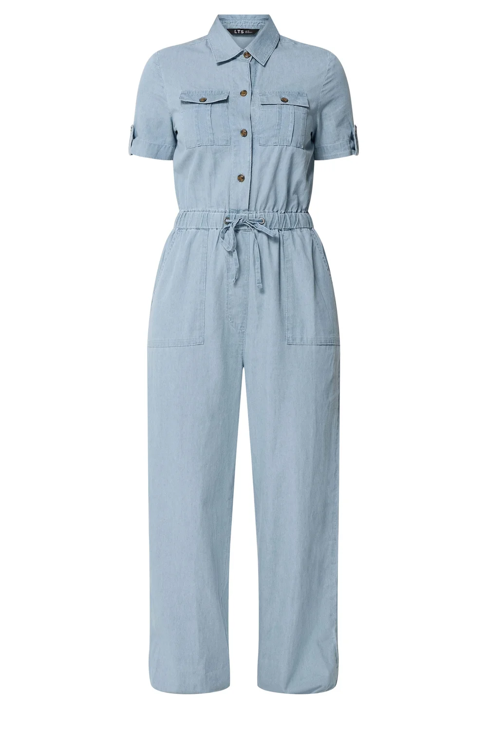 Long Tall Sally Blue Denim Utility Elasticated Waistband Jumpsuit - 18 Image 3