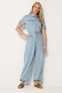 Long Tall Sally Blue Denim Utility Elasticated Waistband Jumpsuit - 18 Image 4