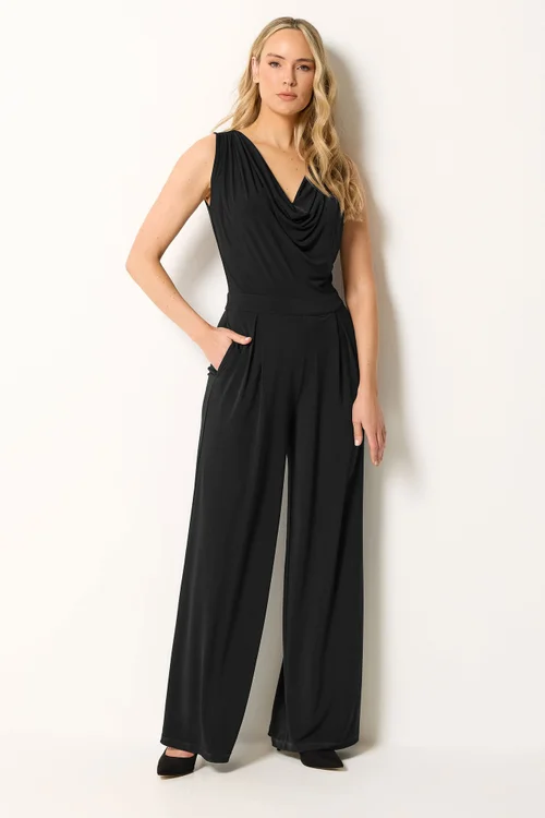 Long Tall Sally Black Cowl Neck Wide Leg Jumpsuit - 20 Image 1
