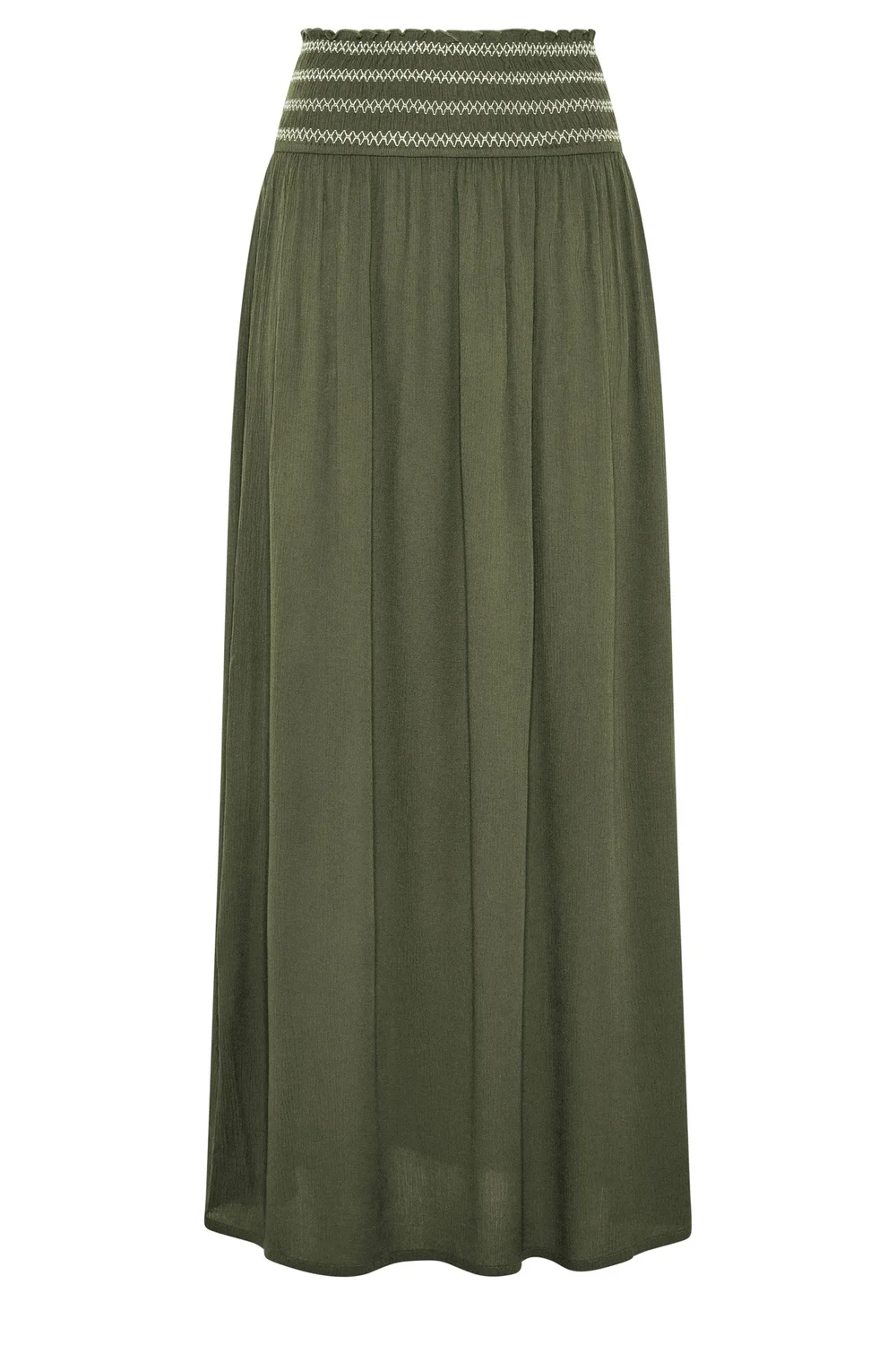 Long Tall Sally Olive Green Embroidered Waist Maxi Skirt - 16 Image 5