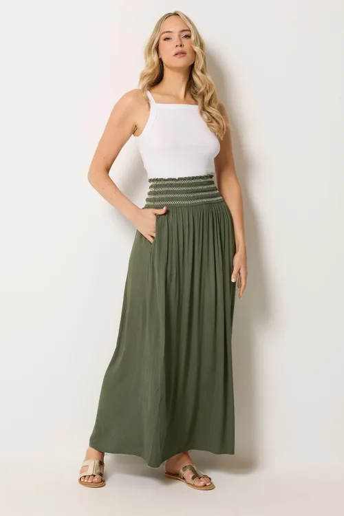 Long Tall Sally Olive Green Embroidered Waist Maxi Skirt - 16 Image 1