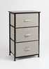 Scottish Everlastings 3 Drawer Black Cabinet with Beige Fabric Drawers - One Size Image 3