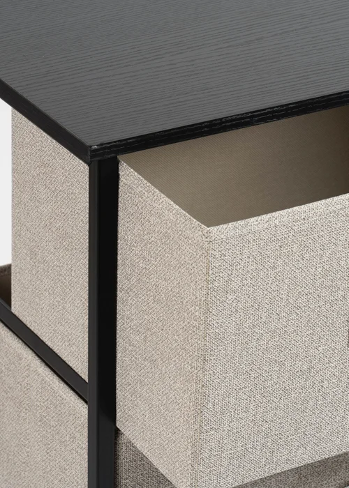 Scottish Everlastings 3 Drawer Black Cabinet with Beige Fabric Drawers - One Size Image 4