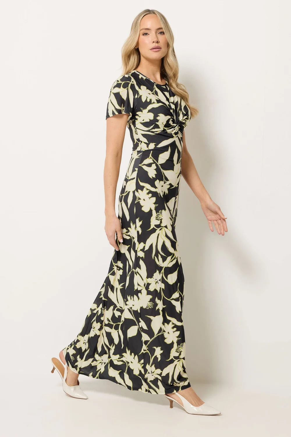 Long Tall Sally Black Floral Twist Front Maxi Dress - 12 Image 2